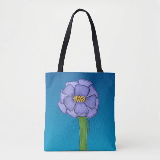 Purple Square Flower with Blue background Tasche (Vorderseite)