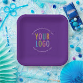 Purple Square Paper Plates Custom Logo Printed Pappteller (Party)