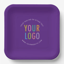 Purple Square Paper Plates Custom Logo Printed Pappteller