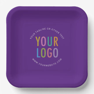 Purple Square Paper Plates Custom Logo Printed Pappteller