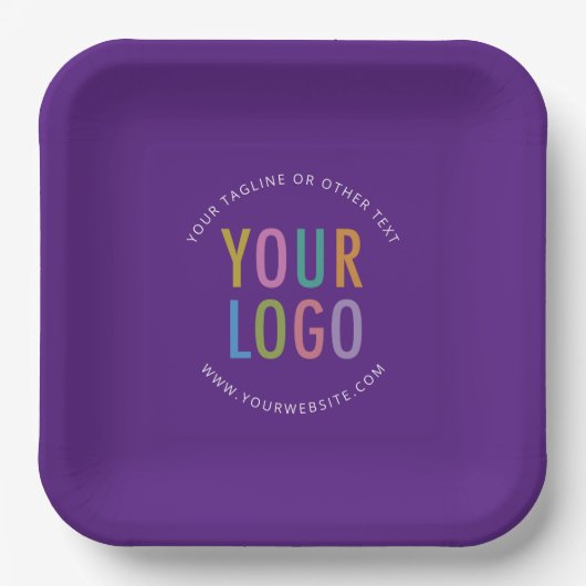 Purple Square Paper Plates Custom Logo Printed Pappteller (Vorderseite)