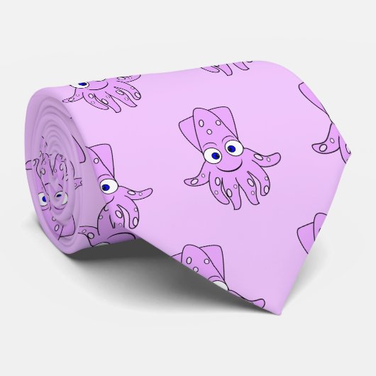 Purple Squid Design Krawatte (Gerollt)