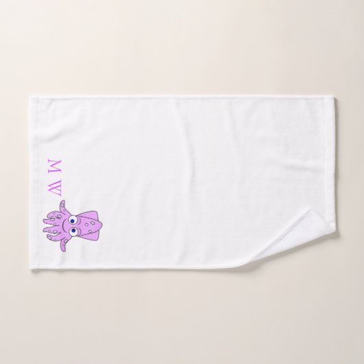 Purple Squid Design Monogrammed Badhandtuch Set (Handtuch)