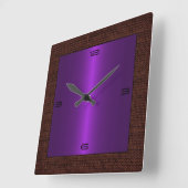 Purple Stainless Steel Modern Burlap Border Quadratische Wanduhr (Winkel)