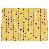 Purple Stars Yellow Pop Art Holiday Große Geschenktüte (Rückseite)