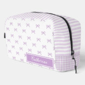Purple Stripe Bow Pattern Coquette Cosmetic Waschbeutel (Rechte Ecke)