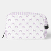 Purple Stripe Bow Pattern Coquette Cosmetic Waschbeutel (Rückseite)