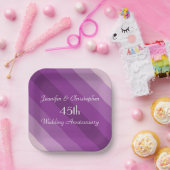 Purple Striped Plate, 45th Wedding Anniversary Pappteller (Party)