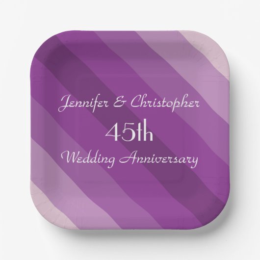 Purple Striped Plate, 45th Wedding Anniversary Pappteller (Vorderseite)