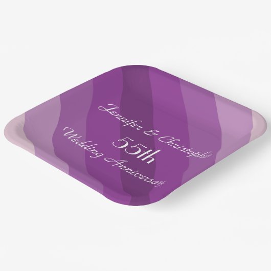 Purple Striped Plate, 55th Wedding Anniversary Pappteller (Gewinkelt)