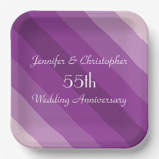 Purple Striped Plate, 55th Wedding Anniversary Pappteller (Vorderseite)