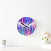 Purple stripes pattern runde wanduhr (Zuhause)