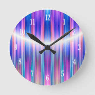 Purple stripes pattern runde wanduhr