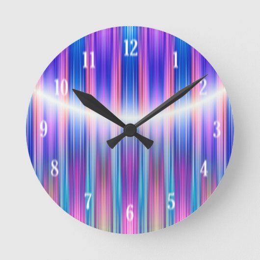 Purple stripes pattern runde wanduhr (Vorderseite)