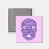 Purple Sugar Skull mit rosa Swirt Magnet (Vorderseite/Rückseite)