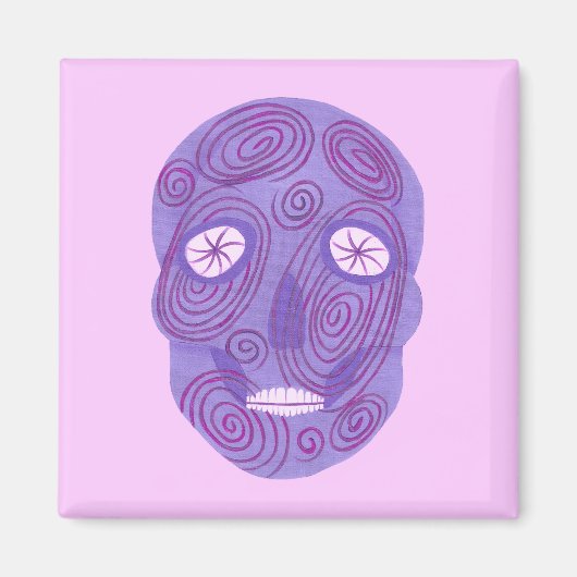 Purple Sugar Skull mit rosa Swirt Magnet (Vorne)