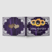 Purple Sunflower Wood Floral Lace Wedding Gästebuch (Voll)