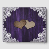 Purple Sunflower Wood Floral Lace Wedding Gästebuch (Rückseite)
