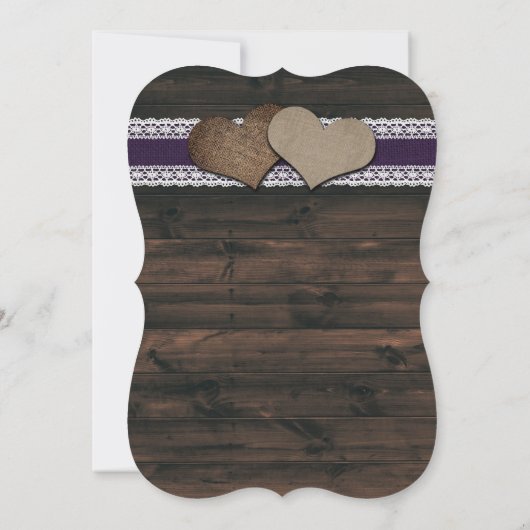 Purple Sunflower Wood Lace String Lights Wedding Einladung (Rückseite)