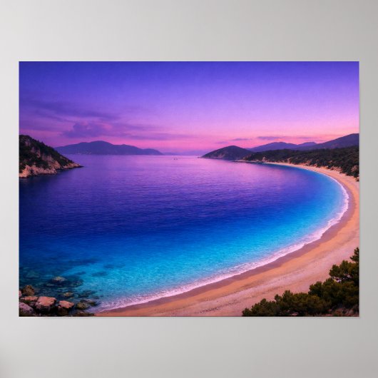 Purple Sunset Ocean Bay Poster - Vibrant Turquoise (Vorne)