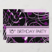 Purple Swirl 18th Birthday Party Einladung (Vorne/Hinten)