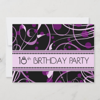 Purple Swirl 18th Birthday Party Einladung