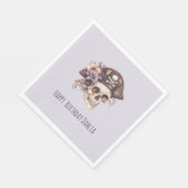 Purple Tan Floral Skull Birthday Serviette (Ecke)