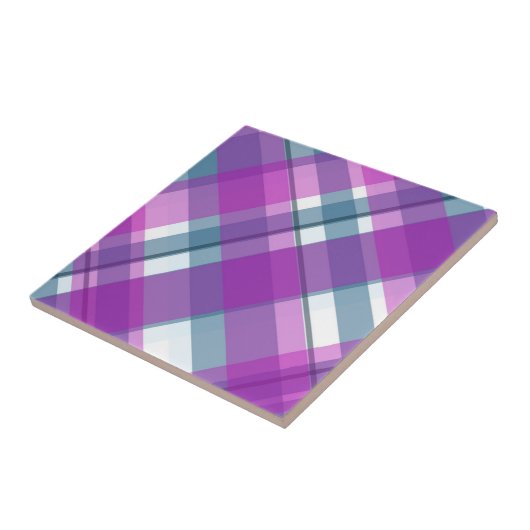 Purple Tartan Pattern Fliese (Seite)