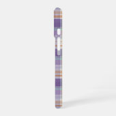 Purple Tartan Plaid Monogram Design iPhone 16 Hülle (Linke Seite)