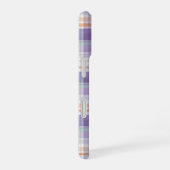 Purple Tartan Plaid Monogram Design iPhone 16 Hülle (Rechte Seite)