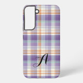 Purple Tartan Plaid Monogram Design Samsung Galaxy Hülle (Rückseite)