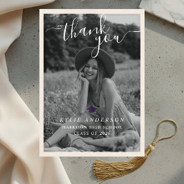 Purple Tassel Senior Photo High School Graduation  Dankeskarte