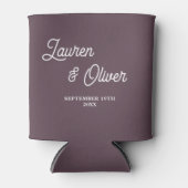 Purple Taupe Script Minimalist Wedding Dosenkühler (Vorderseite)