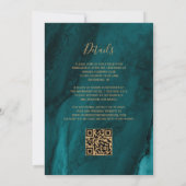 Purple Teal Gold Agate QR Code Wedding Einladung (Rückseite)