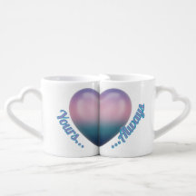 Purple Teal Gradient Heart Handle Nesting Mug Set