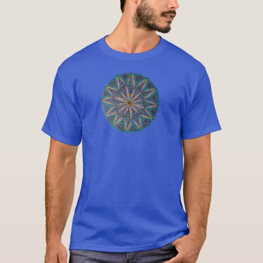 Purple/Teal Starburst Mandala T-shirt (Vorderseite)