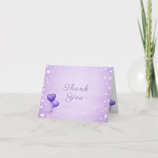 Purple Thank You Card - Balloon Celebration Theme Dankeskarte (Vorderseite)