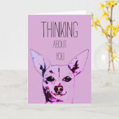 Purple Thinking of You Chihuahua Card Karte (Gelbe Blume)