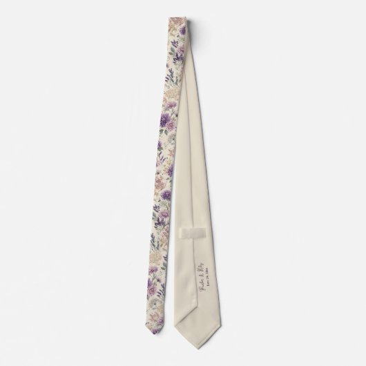 Purple Thistle & Wildflower Wedding Krawatte (Rückseite)