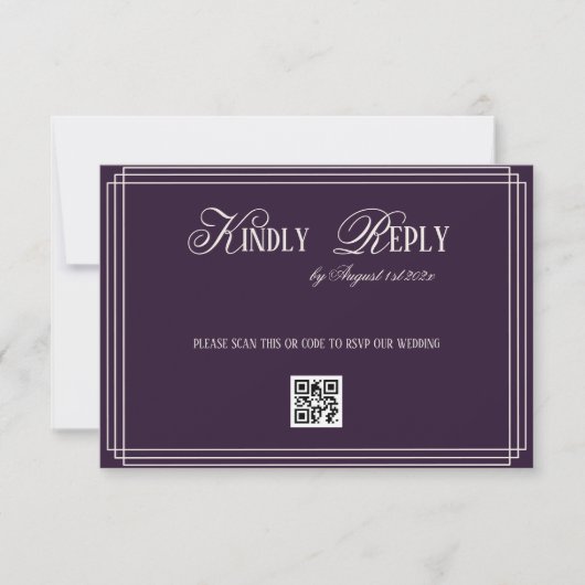Purple Timeless Old Money Wedding RSVP Karte (Vorderseite)