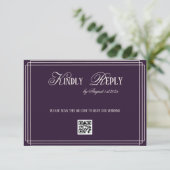 Purple Timeless Old Money Wedding RSVP Karte (Stehend Vorderseite)