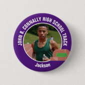 Purple Track & Field Photo High School Athlete Button (Vorderseite)