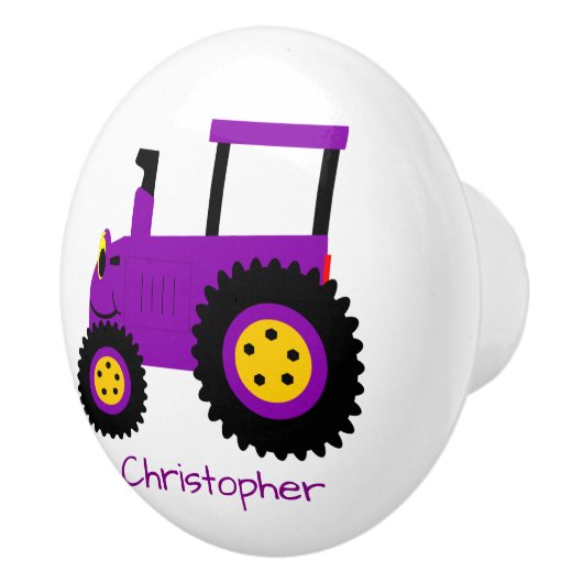 Purple Tractor Design Personalised Keramikknauf (Rechts)
