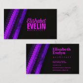 Purple Tread Paths on Black Backdrop Visitenkarte (Vorne/Hinten)