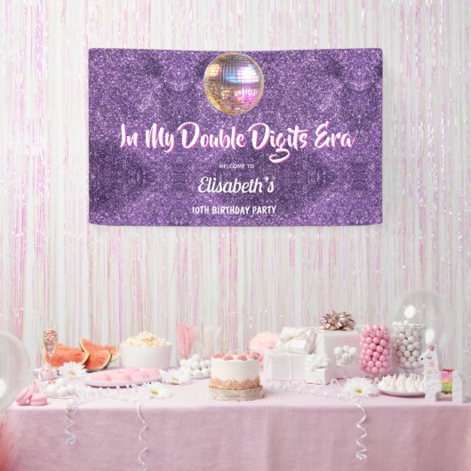 Purple Trendy In My Double Digits Era Birthday Banner (Party)