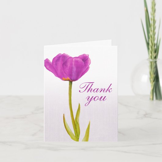 Purple tulip fine art wedding thank you card dankeskarte (Vorderseite)