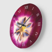 Purple tulip Floral Photo Wall Clock Große Wanduhr (Winkel)
