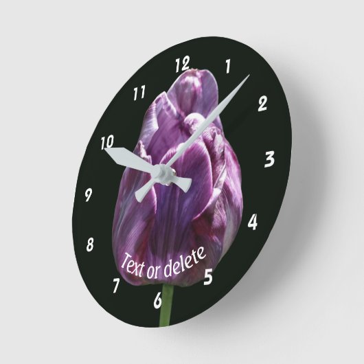 Purple Tulip Flower Personalized  Runde Wanduhr (Winkel)