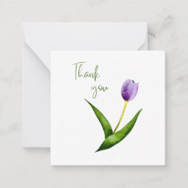 Purple Tulip Thank You Flat Notecard  Mitteilungskarte