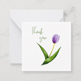 Purple Tulip Thank You Flat Notecard Mitteilungskarte